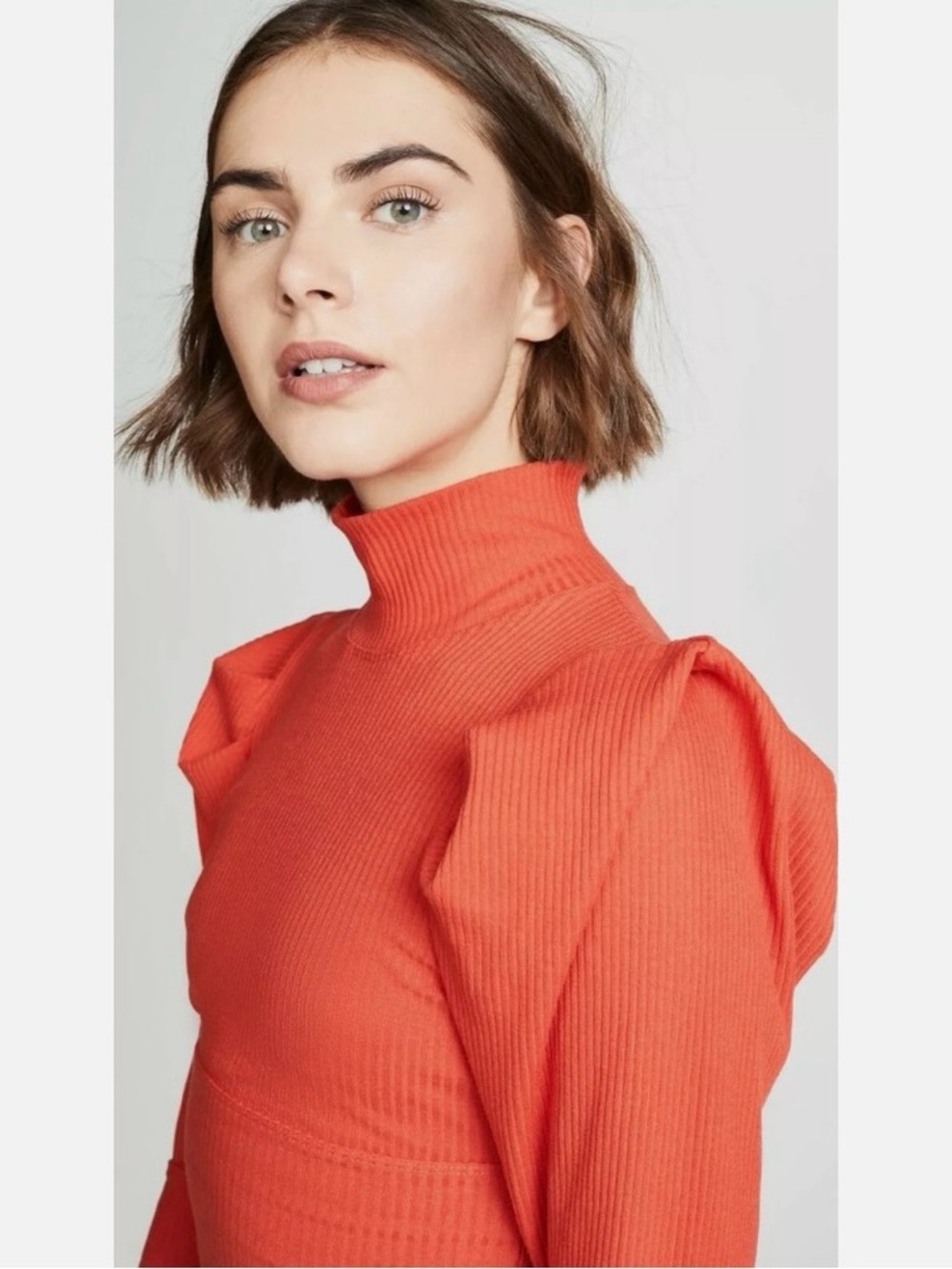 Free People Lala Cropped Mock Neck Top Red Size L